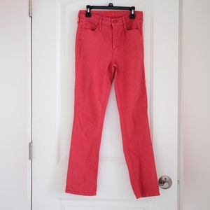 Mother denim red mid-rise straight leg jeans
